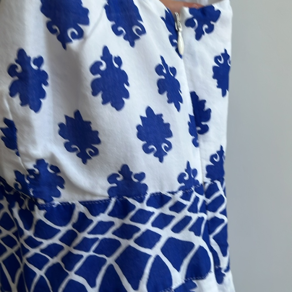 J. Crew White Maxi Dress with Blue Floral Print - Picture 5 of 6